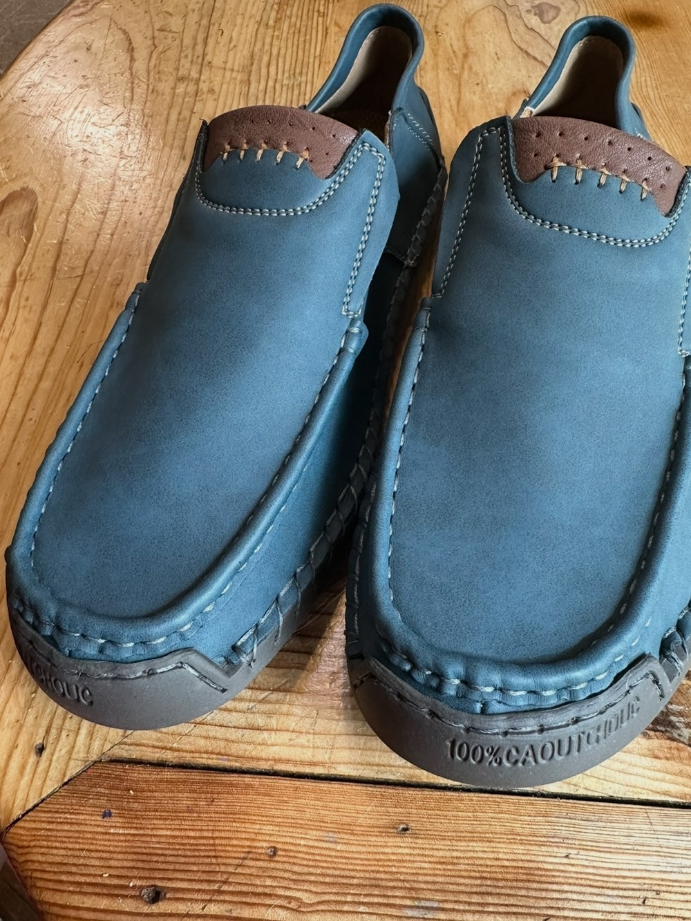 Slip-On Casual Loafers in Teal and Brown